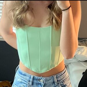 Light green strapless corset